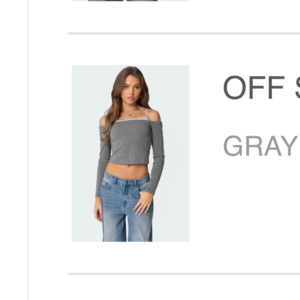 NWT Edikted Gray Off-Shoulder Layered Top
